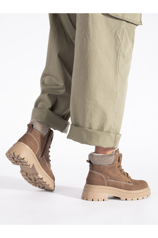 Hnědé zateplené dámské traperky