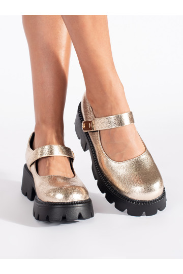 Zlaté dámské polobotky na platformě