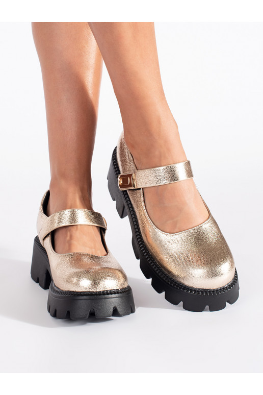 Zlaté dámské polobotky na platformě