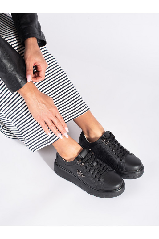 Kožené černé sneakersy na platformě