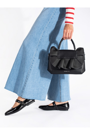 Černá dámská kabelka s ozdobným volánem 2