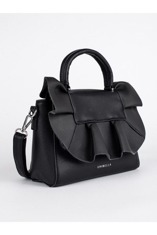 Černá dámská kabelka s ozdobným volánem