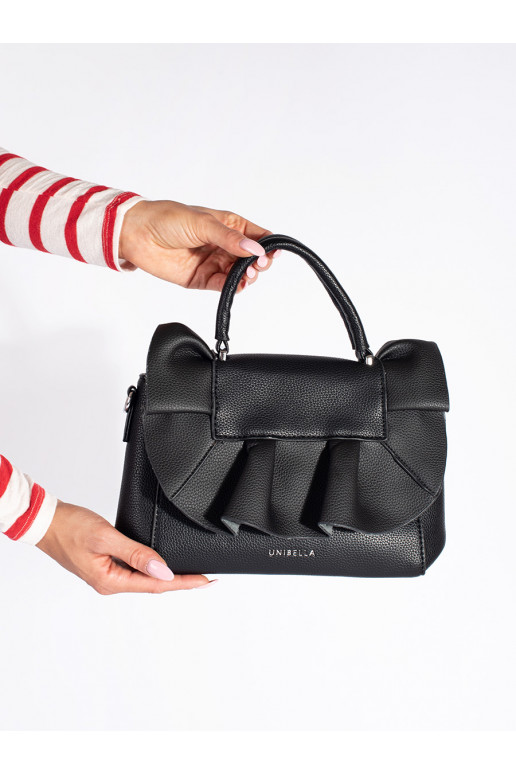 Černá dámská kabelka s ozdobným volánem