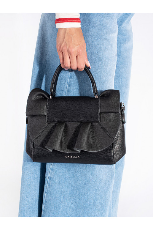 Černá dámská kabelka s ozdobným volánem