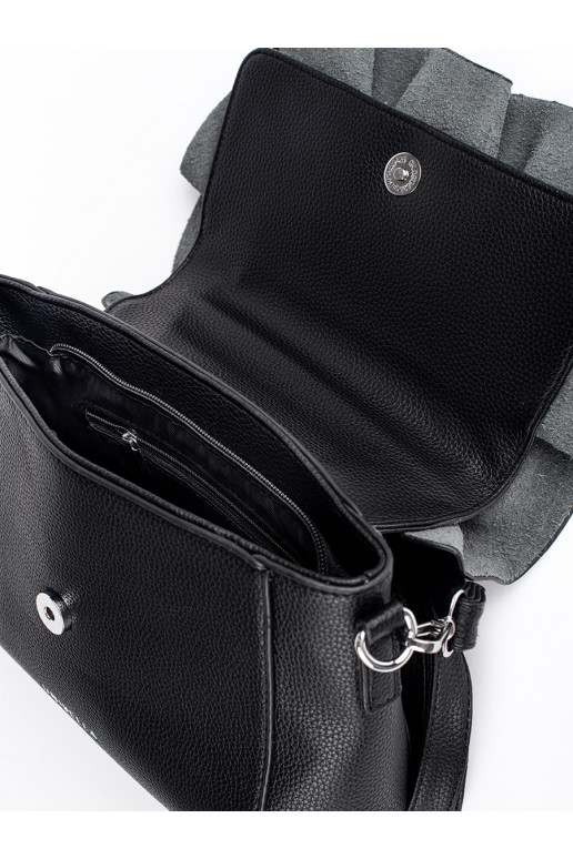 Černá dámská kabelka s ozdobným volánem