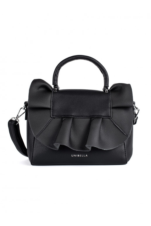 Černá dámská kabelka s ozdobným volánem