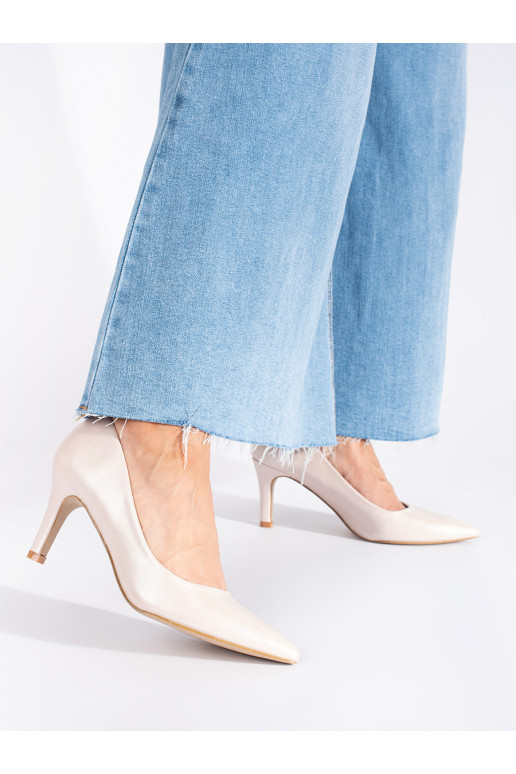 Klasické elegantní perlové lodičky na tenkém podpatku