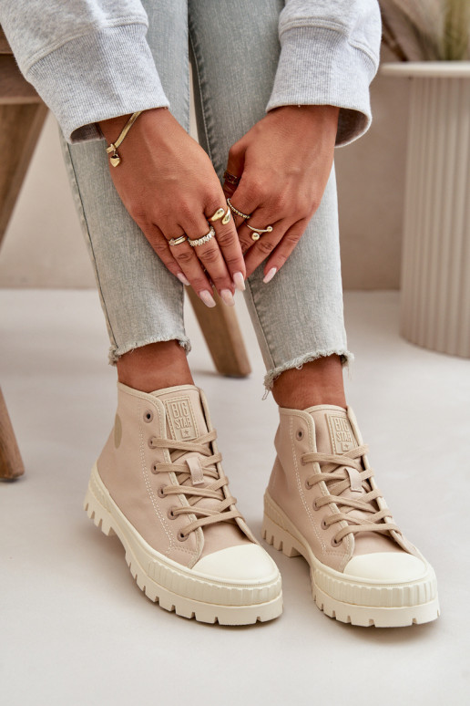 Vysoký Látkové tenisky na platformě Big Star LL274160 Béžová Vysoký Látkové tenisky na platformě Big Star LL274160 Béžová