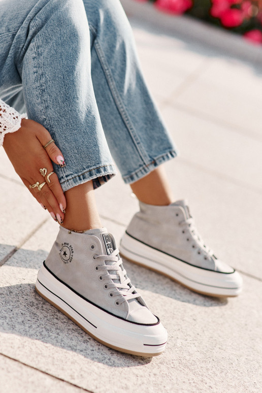 Zateplené Dámské Tenisky Na Platformě Eko Kůže Big Star OO274069 Modré