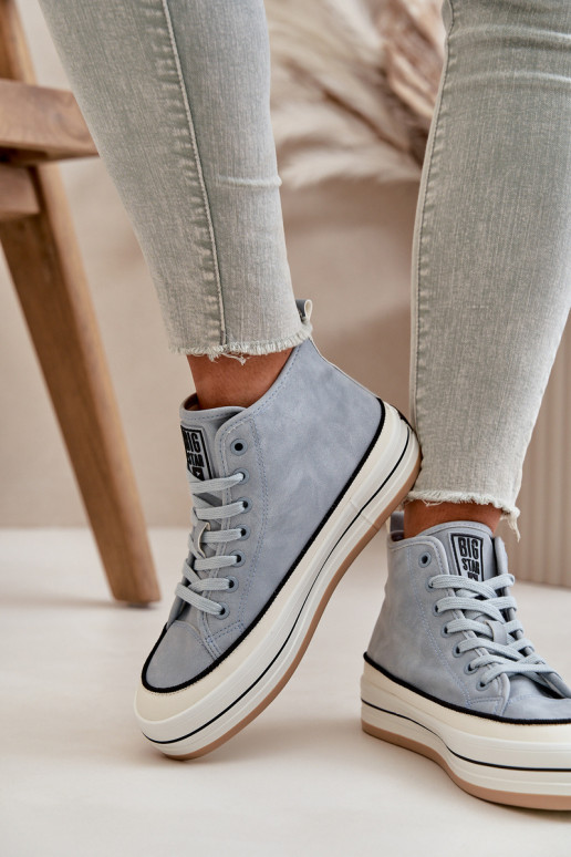 Zateplené Dámské Tenisky Na Platformě Eko Kůže Big Star OO274069 Modré