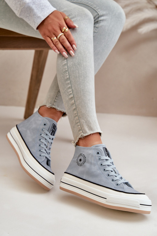 Zateplené Dámské Tenisky Na Platformě Eko Kůže Big Star OO274069 Modré