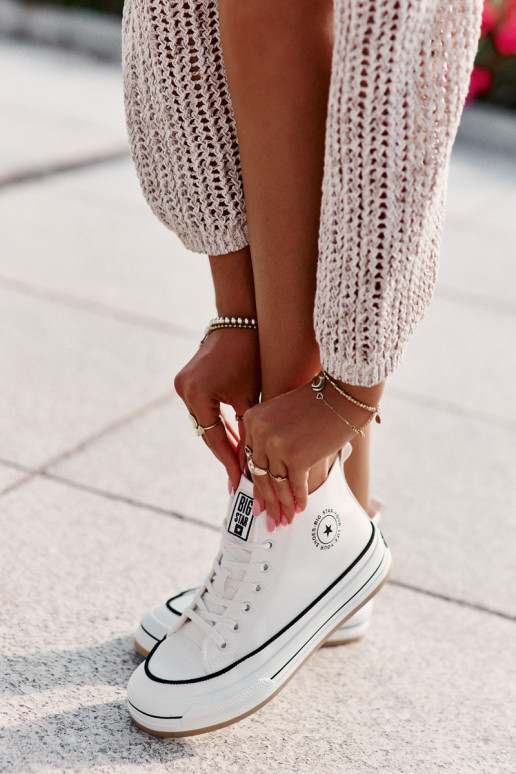 Zateplené Dámské Tenisky Na Platformě Eko Kůže Big Star OO274061 Bílé