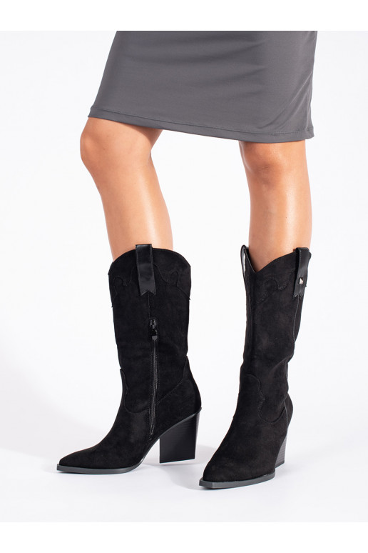 Černé semišové dámské kovbojky