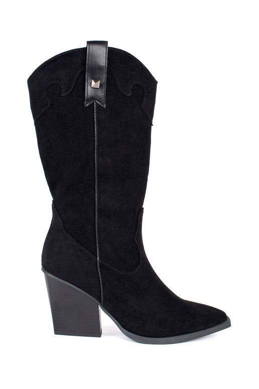 Černé semišové dámské kovbojky