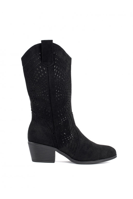 Černé dírkované dámské kovbojky