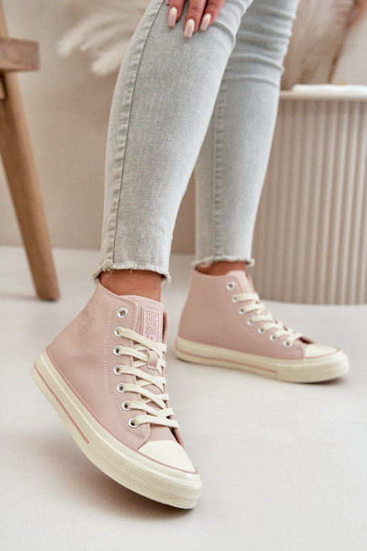 Dámské Tenisky Zateplené Z Eko Kůže Růžové Big Star OO274933 Dámské Tenisky Zateplené Z Eko Kůže Růžové Big Star OO274933