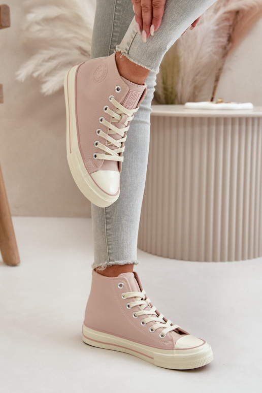 Dámské Tenisky Zateplené Z Eko Kůže Růžové Big Star OO274933 Dámské Tenisky Zateplené Z Eko Kůže Růžové Big Star OO274933