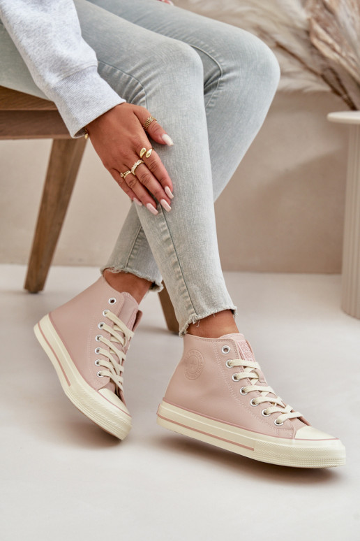 Dámské Tenisky Zateplené Z Eko Kůže Růžové Big Star OO274933 Dámské Tenisky Zateplené Z Eko Kůže Růžové Big Star OO274933