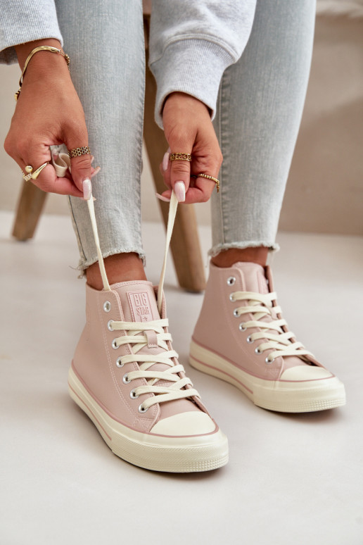 Dámské Tenisky Zateplené Z Eko Kůže Růžové Big Star OO274933 Dámské Tenisky Zateplené Z Eko Kůže Růžové Big Star OO274933