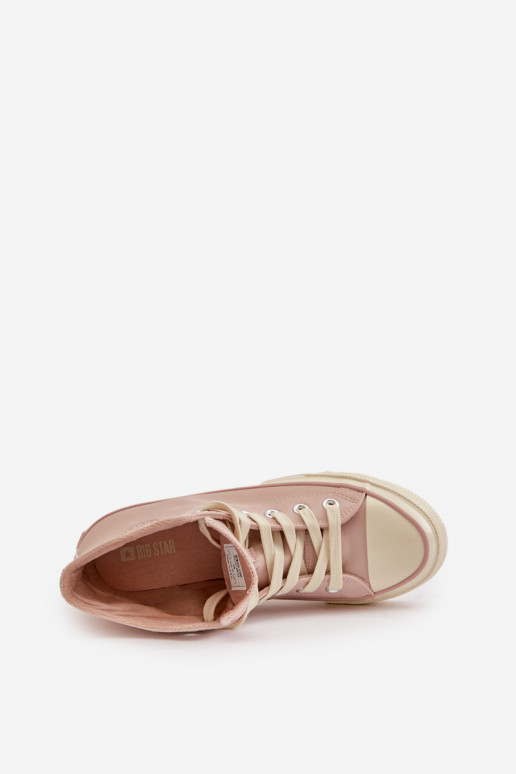 Dámské Tenisky Zateplené Z Eko Kůže Růžové Big Star OO274933 Dámské Tenisky Zateplené Z Eko Kůže Růžové Big Star OO274933