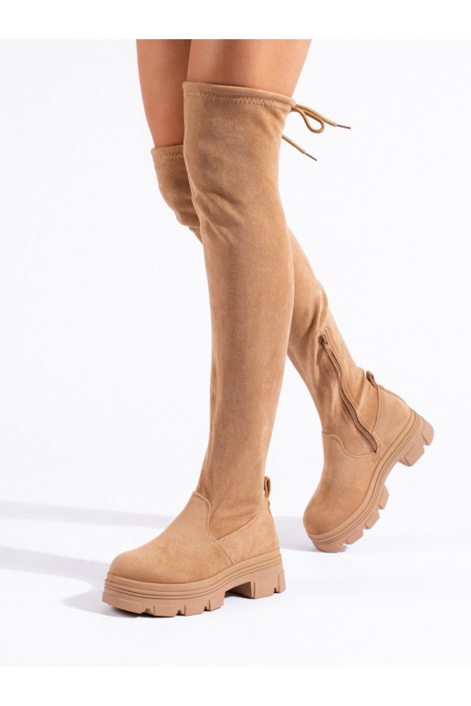 Dámské mušketýrky na platformě béžové