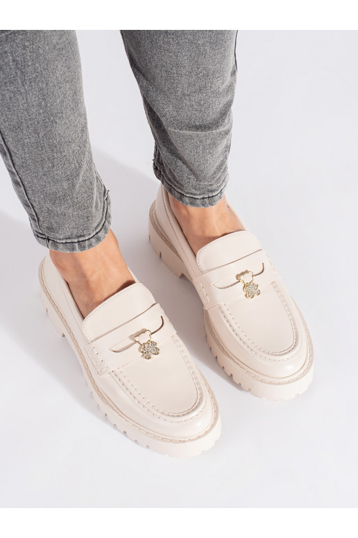 Béžové dámské mokasíny na platformě