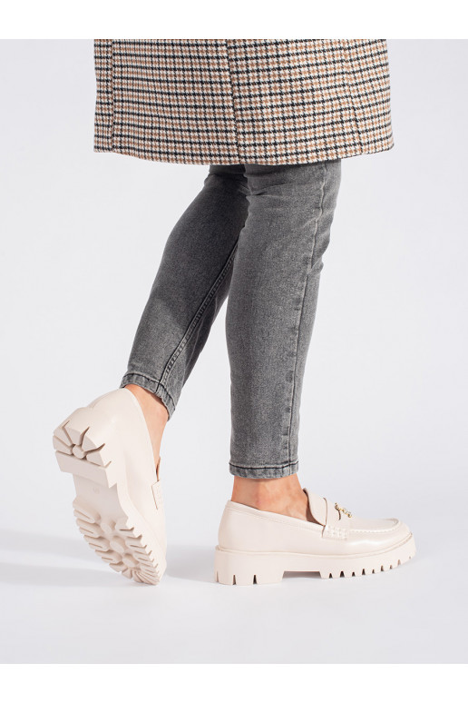 Béžové dámské mokasíny na platformě