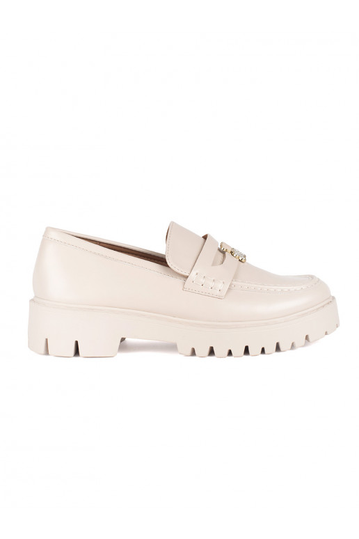 Béžové dámské mokasíny na platformě