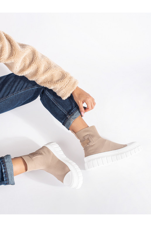 Béžové vysoké kotníkové boty na platformě