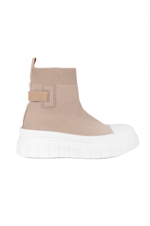 Béžové vysoké kotníkové boty na platformě