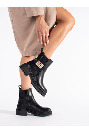 Dámské klasické kotníkové boty s ozdobným páskem