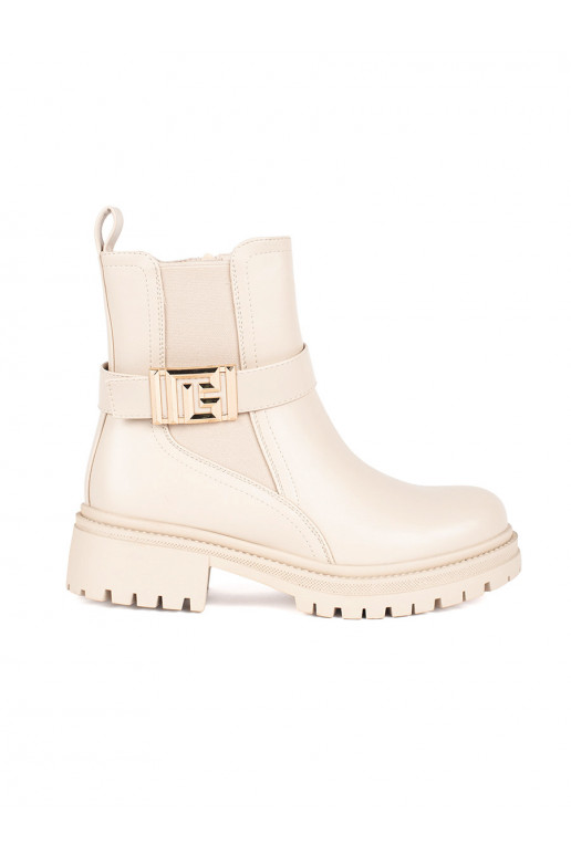 Dámské klasické kotníkové boty s ozdobným páskem Dámské klasické kotníkové boty s ozdobným páskem