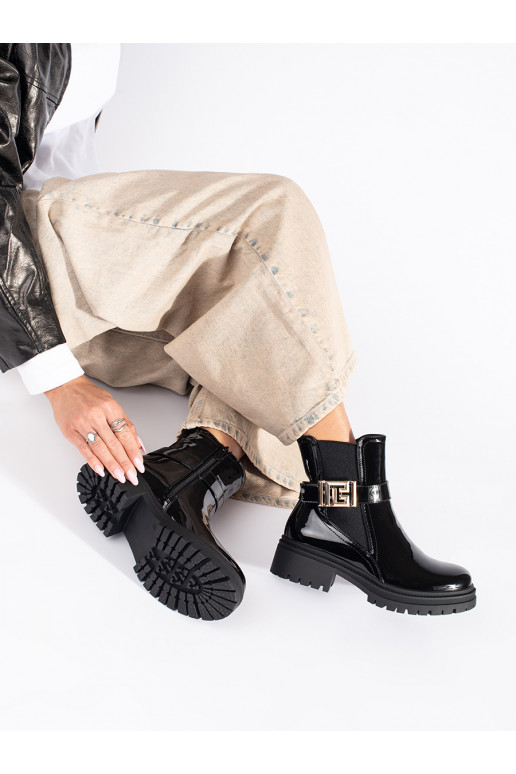 Lakované dámské černé štibletky