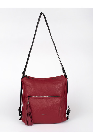 Červená dámská taška typu batoh s třásněmi 2