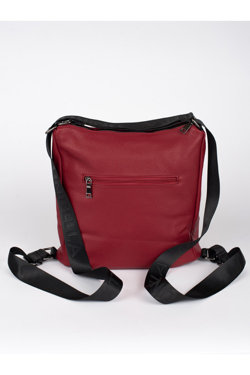 Červená dámská taška typu batoh s třásněmi