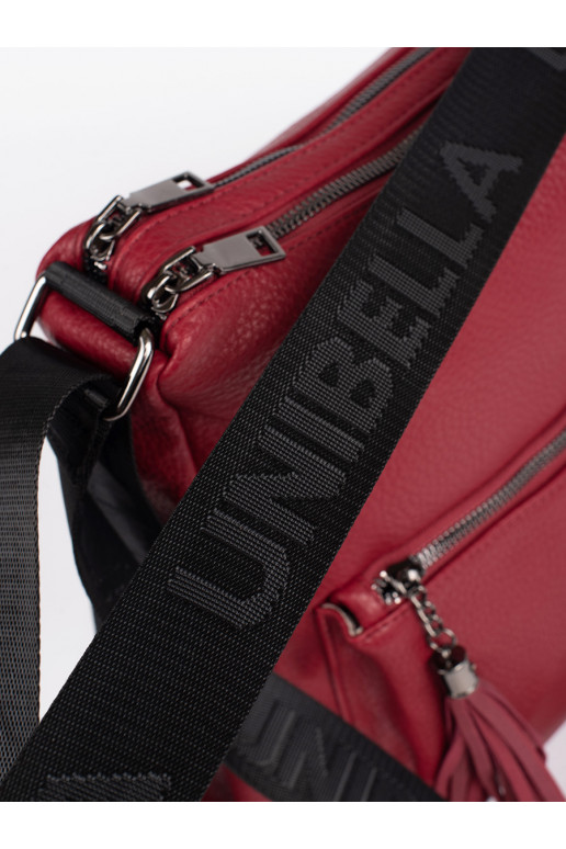 Červená dámská taška typu batoh s třásněmi