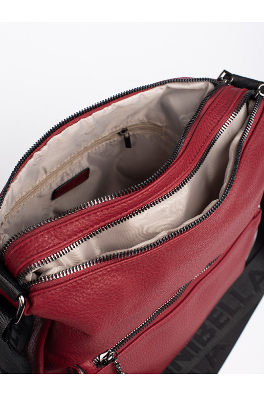 Červená dámská taška typu batoh s třásněmi