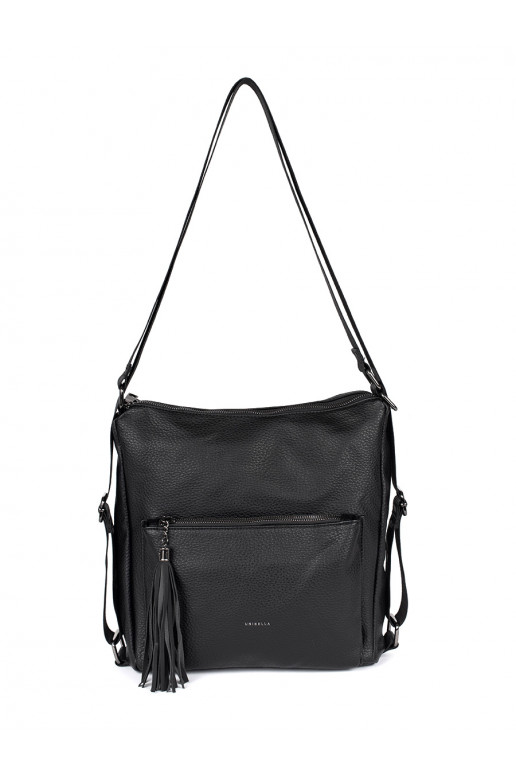 Černá dámská taška typu batoh s třásněmi