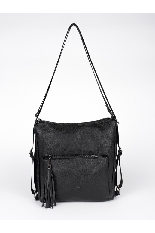 Černá dámská taška typu batoh s třásněmi