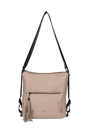 Béžová dámská taška typu batoh s třásněmi 2