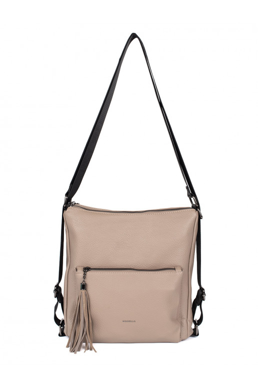 Béžová dámská taška typu batoh s třásněmi