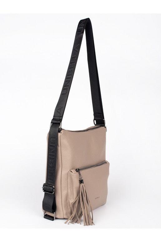Béžová dámská taška typu batoh s třásněmi