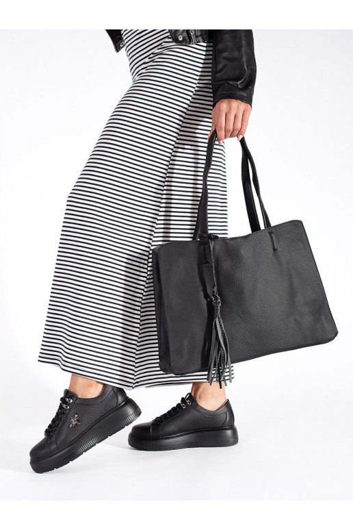 Černá velká kabelka s třásněmi