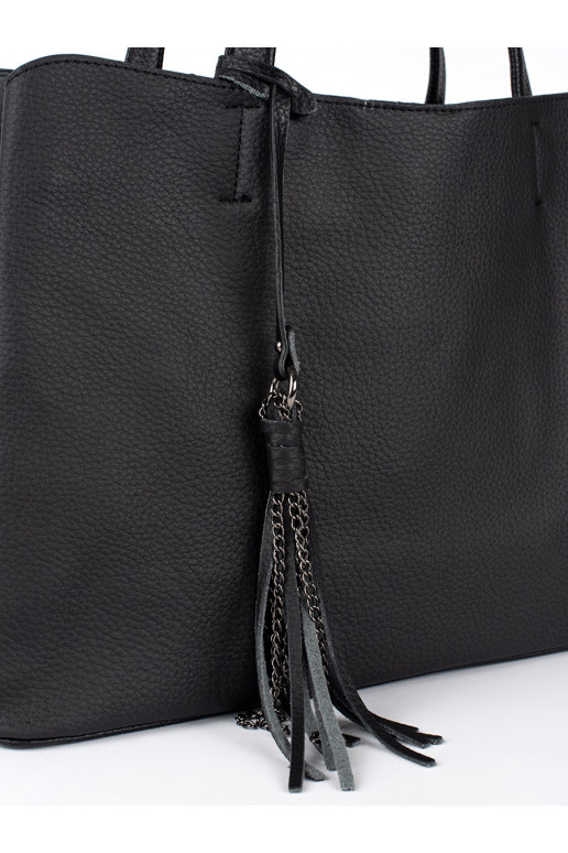 Černá velká kabelka s třásněmi