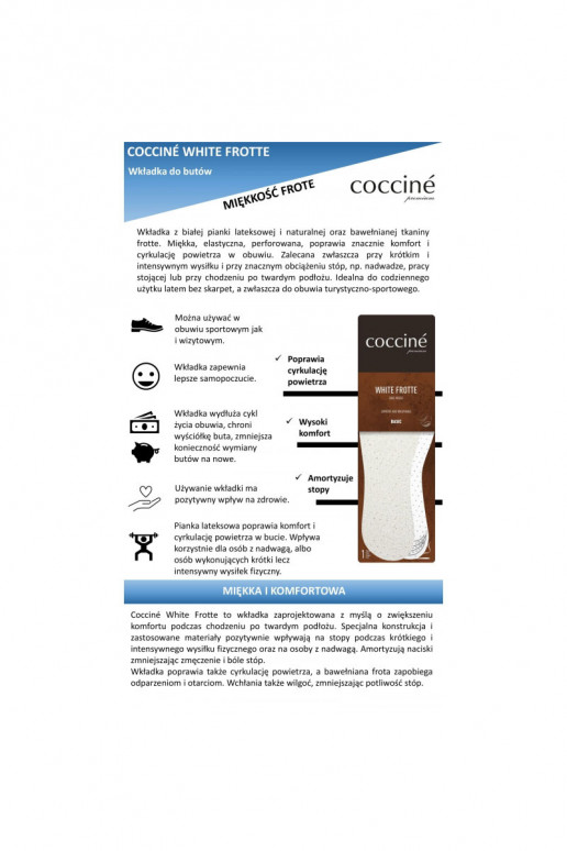 Vložky Coccine froté z bílé bavlny na latexu 34-41 Vložky Coccine froté z bílé bavlny na latexu 34-41