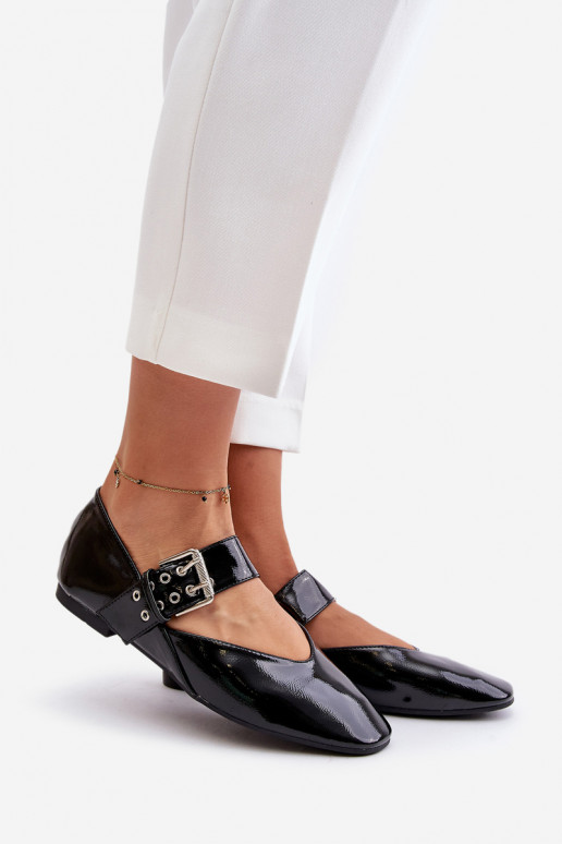 Lakované Baletky S Páskem Černé Azirae