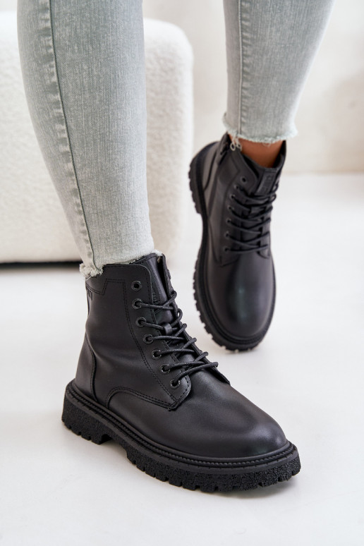 Zateplené botky workery dámské OO274A126 černé Zateplené botky workery dámské OO274A126 černé