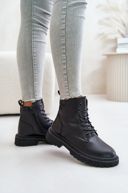 Zateplené botky workery dámské OO274A126 černé Zateplené botky workery dámské OO274A126 černé