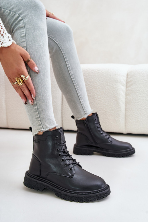 Zateplené botky workery dámské OO274A126 černé Zateplené botky workery dámské OO274A126 černé