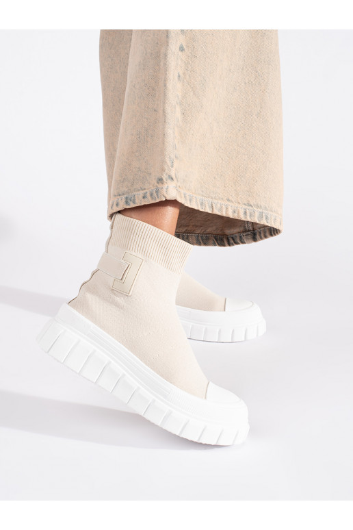 Světle béžové tenisky na vysoké platformě